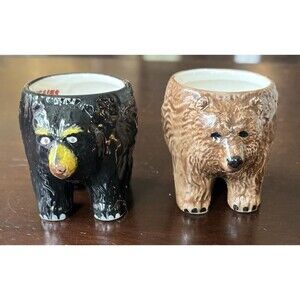 Vintage Mini Black and Brown Bear Smoky Mountains Succulent Planters 2.25”x3”